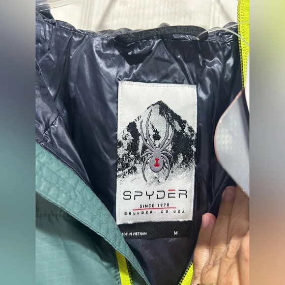 Spyder Men's M Medium Glissade Insulated Anorak Jacket Dark Teal Ghost NWT - Picture 6 of 13